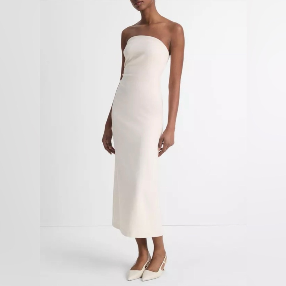 Vince Strapless Cream Midi Dress